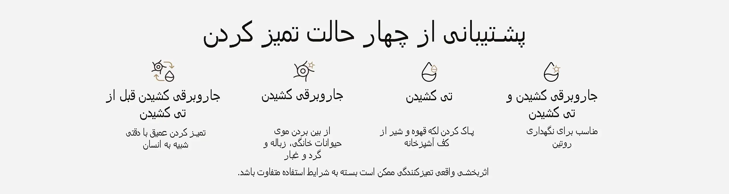 چهار حالت تمیزکاری جاروبرقی رباتیک شیائومی X20 Plus شامل جارو، تی‌کشی و ترکیبی